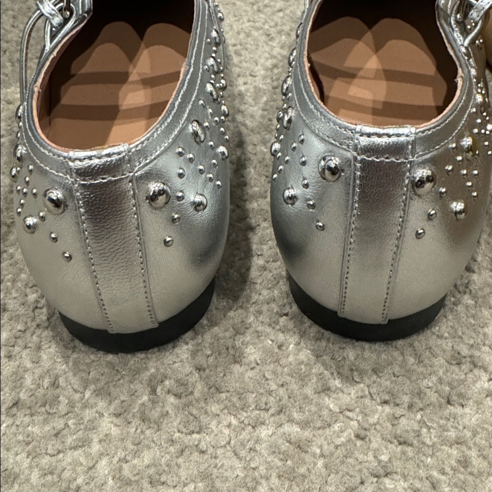 BiBi Lou Silver Studded Women's Flats - Picture 5 of 6
